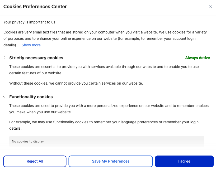 The Cookie Preference Centre